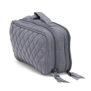 VERA BRADLEY Gray Quilted Blush and Brush Makeup Cosmetic Toiletry Case Bag NEW